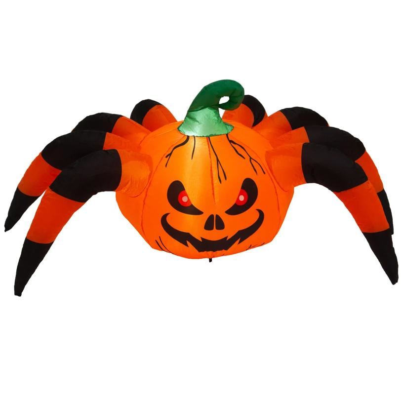 Inflatable Light-Up Creepy Jack-O'-Lantern Spider Halloween Outdoor Decoration - 5 ft