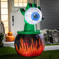 Animated Inflatable Light-Up Cauldron with Eyeball Halloween Outdoor Yard Decoration - 5 ft