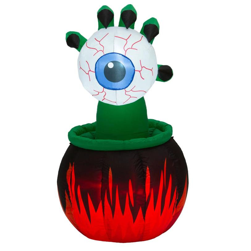 Animated Inflatable Light-Up Cauldron with Eyeball Halloween Outdoor Yard Decoration - 5 ft