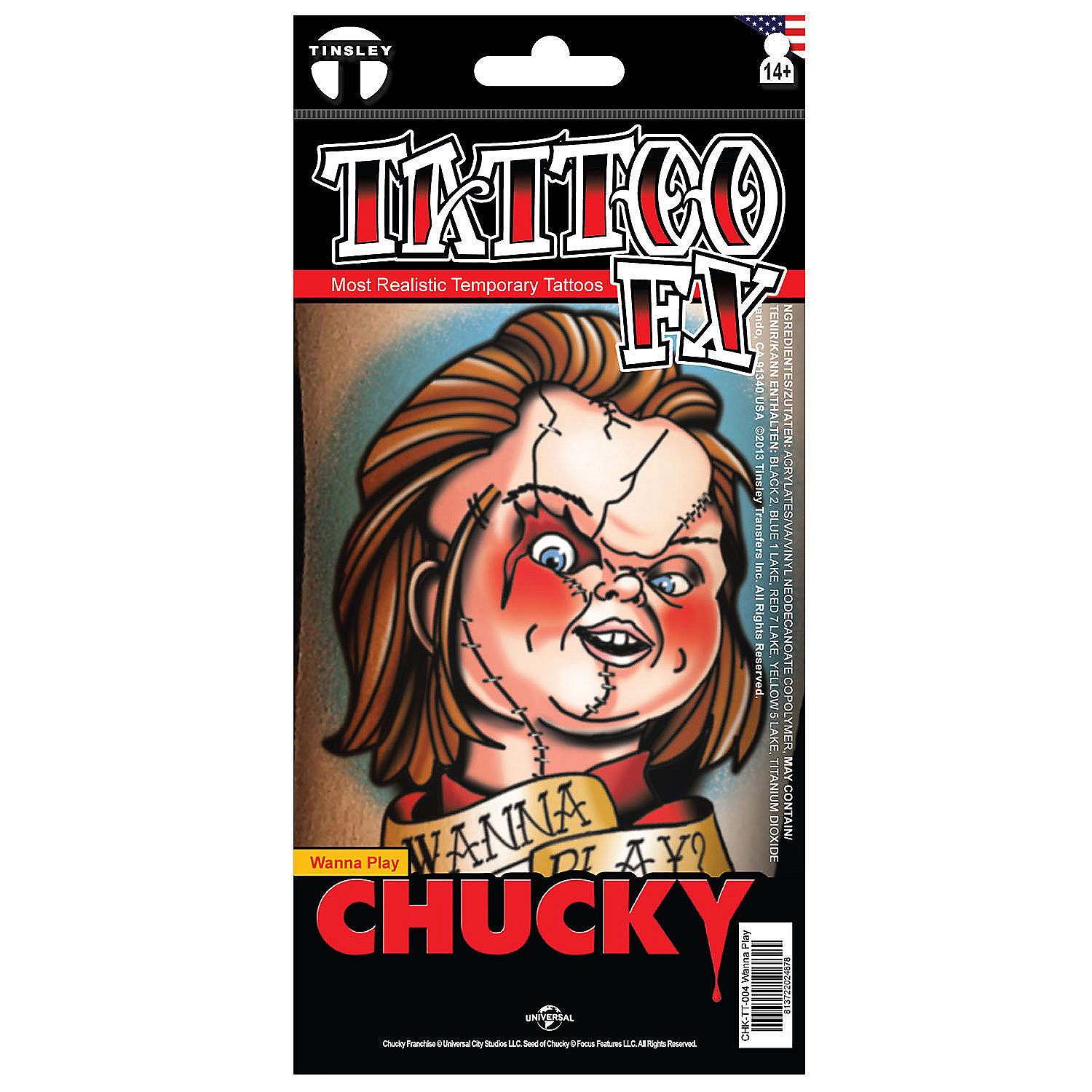 Tinsley Transfers Seed of Chucky Chucky Wanna Play Temporary Tattoo