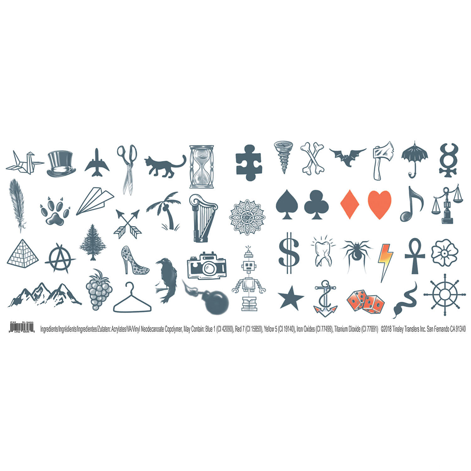 Tinsley Transfers Symbols for Knuckles Temporary Tattoos