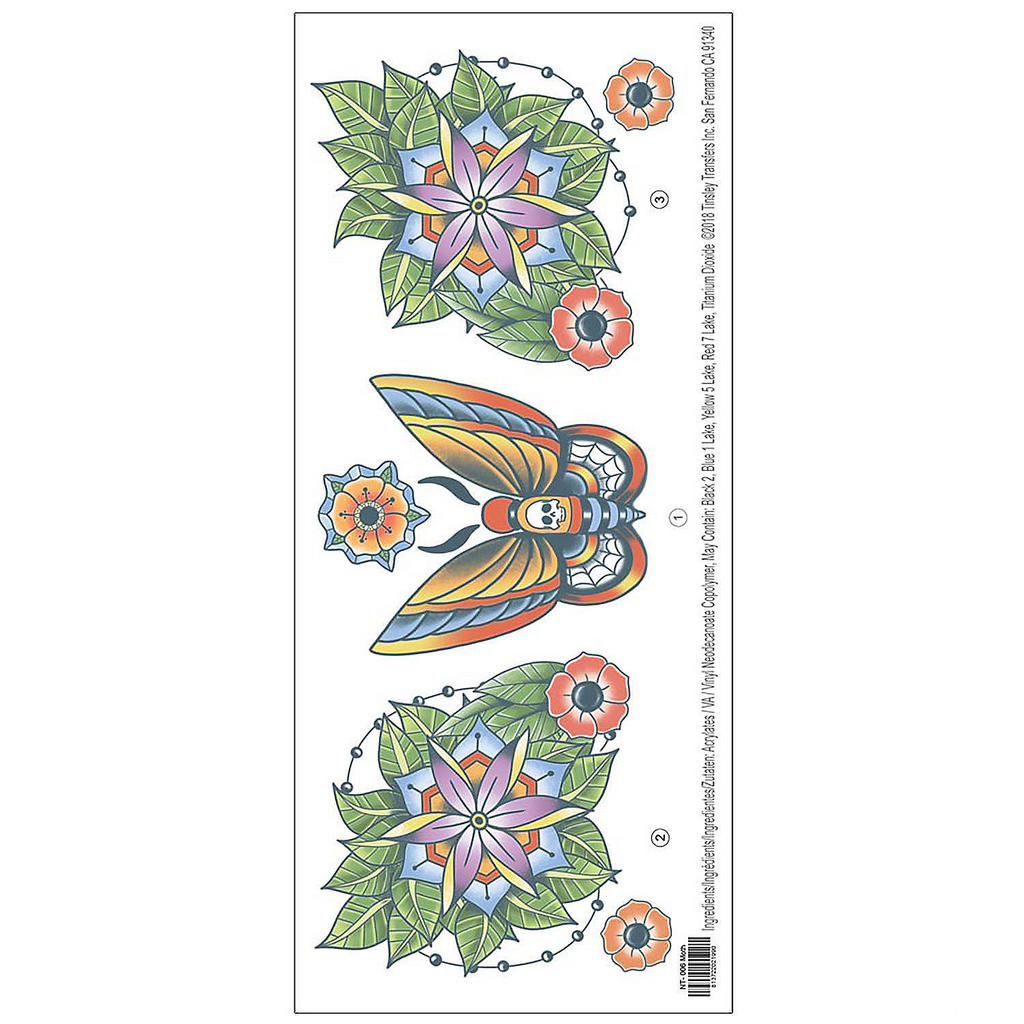 Tinsley Transfers Neck Tattoo Moth Temporary Tattoos