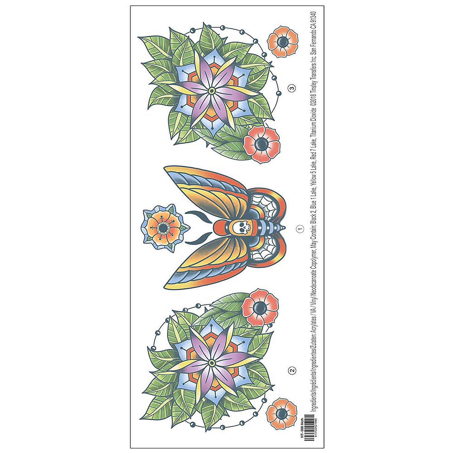 Tinsley Transfers Neck Tattoo Moth Temporary Tattoos