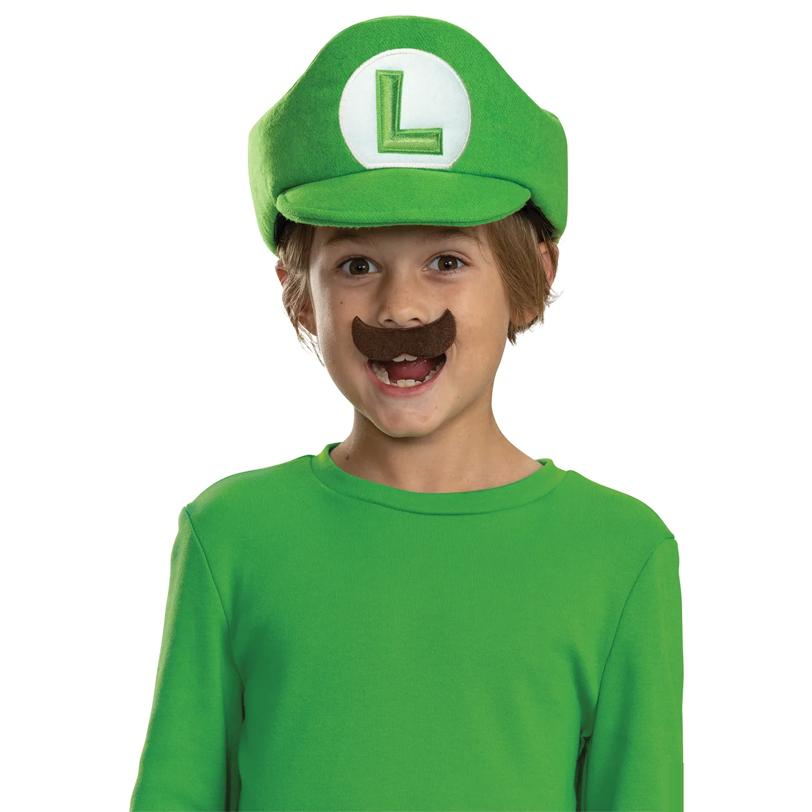 Kids Elevated Mario Bros. Luigi Hat & Mustache Costume Accessory
