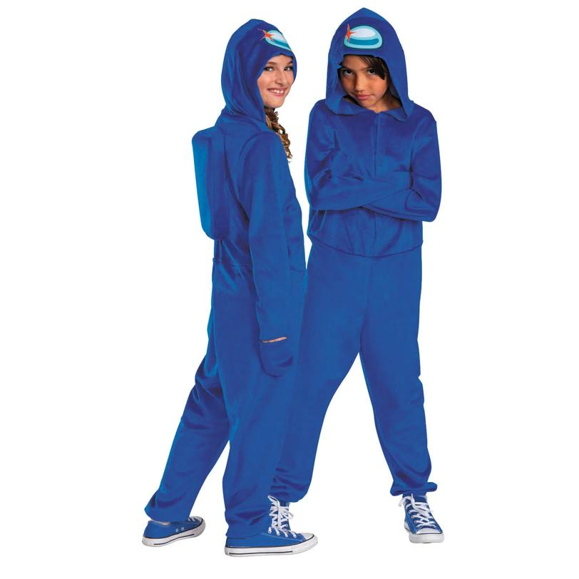 Kids Among Us Blue Imposter Hooded Jumpsuit Costume