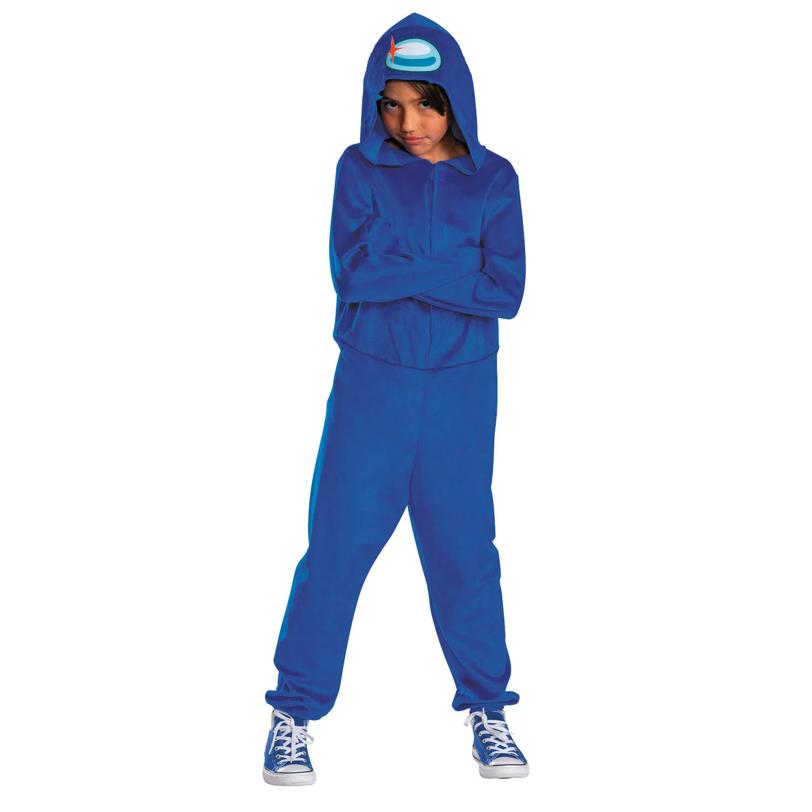 Kids Among Us Blue Imposter Hooded Jumpsuit Costume
