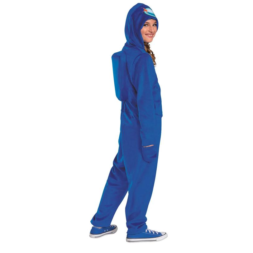Kids Among Us Blue Imposter Hooded Jumpsuit Costume