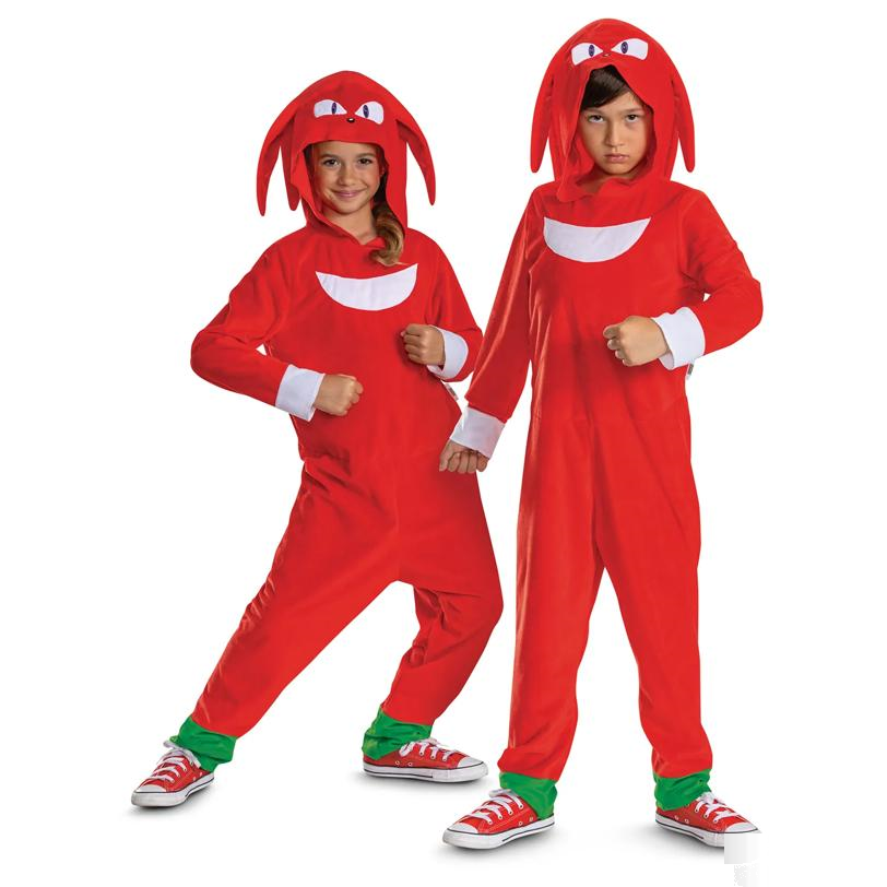 Kids Classic Sonic the Hedgehog Knuckles Hooded Jumpsuit Costume