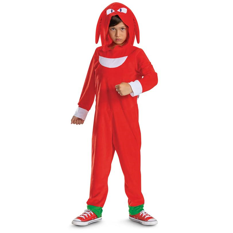 Kids Classic Sonic the Hedgehog Knuckles Hooded Jumpsuit Costume