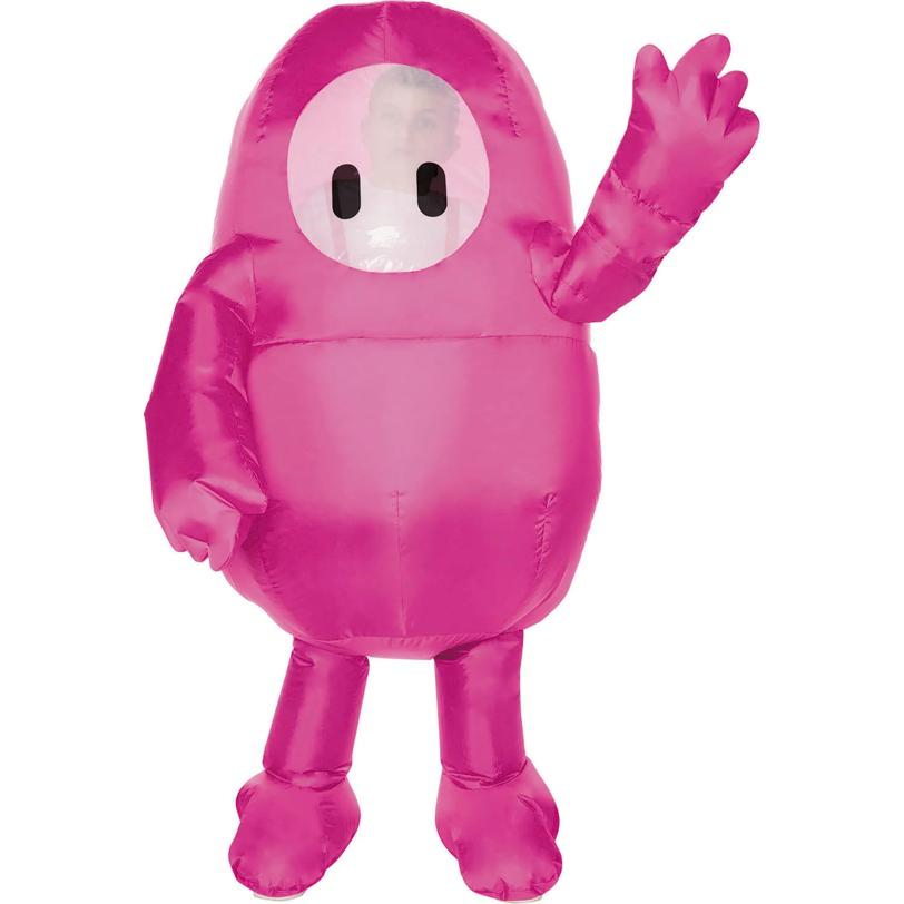Kids Inflatable Fall Guys Pink Polyester Jumpsuit Pink Costume