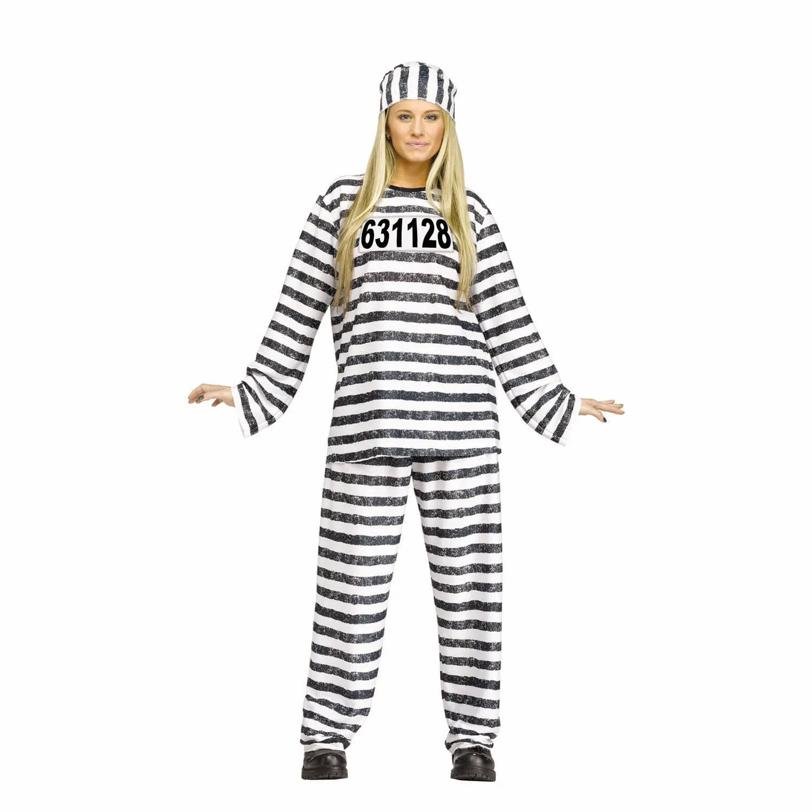 Womens Black & White Jailhouse Honey Costume