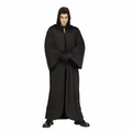Adults Full-Length Hooded Black Polyester Robe - One Size