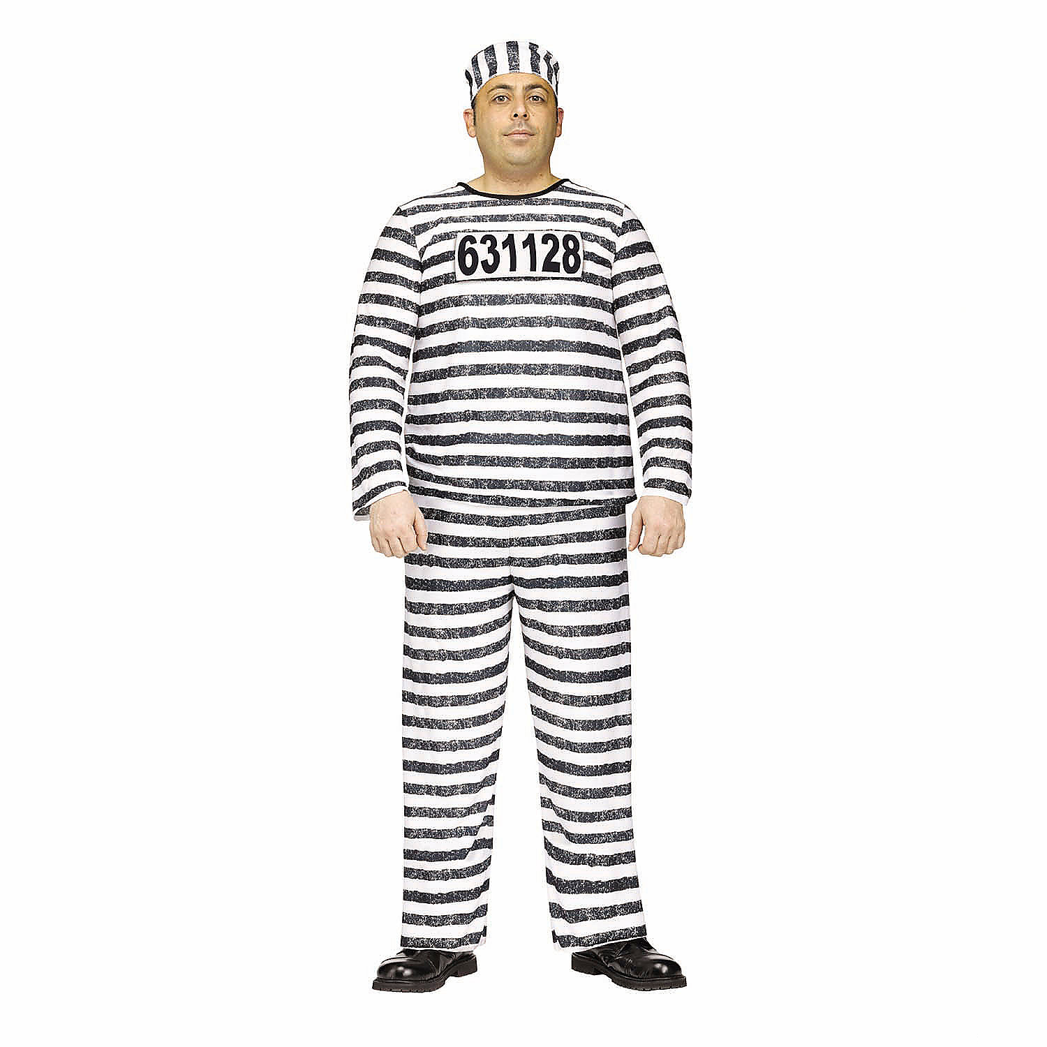 Adults Black & White Polyester Jailbird Costume