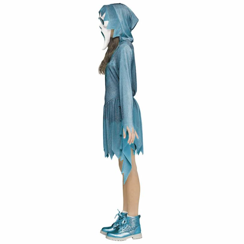 Kids Ghost Face Pastel Teal Hooded Dress Costume