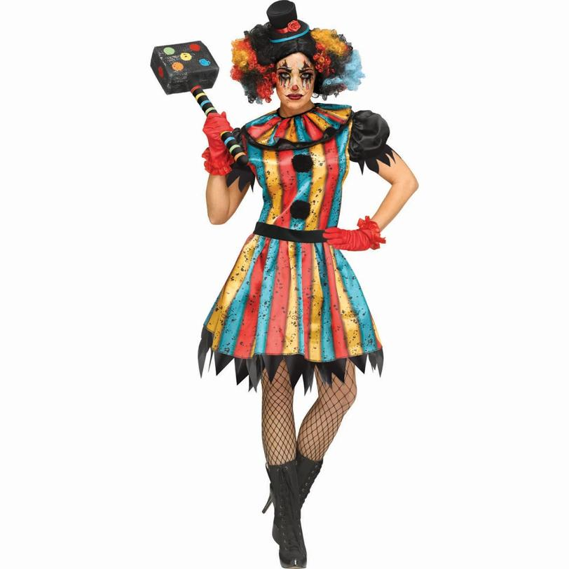 Womens Multicolored Carny Clown Costume