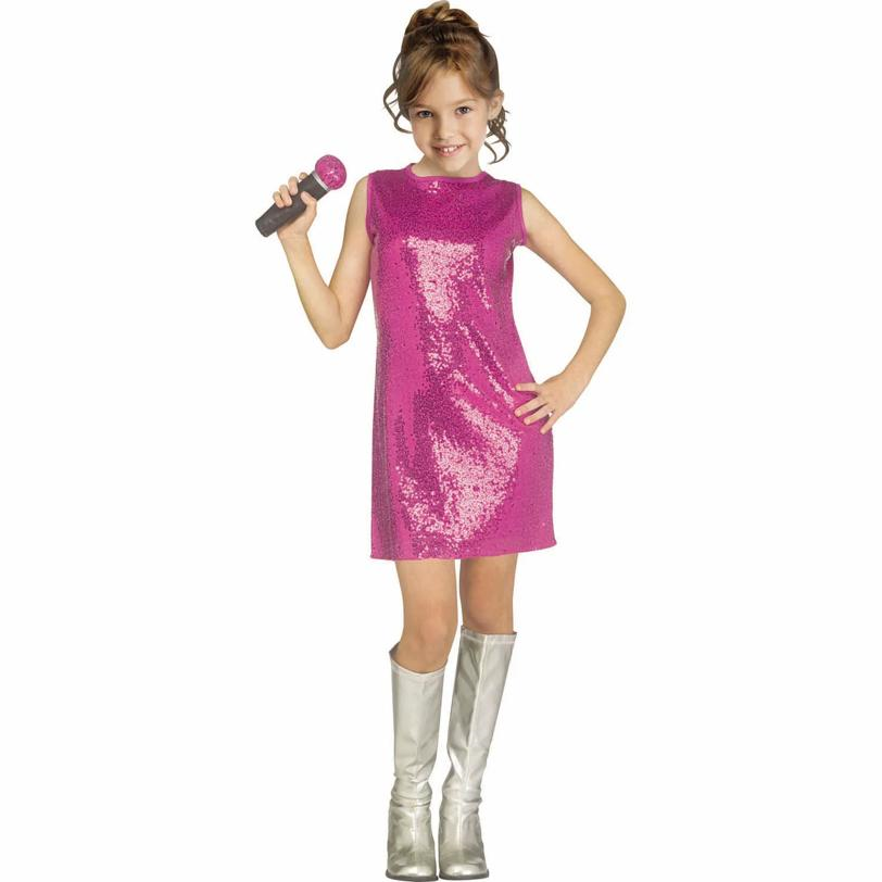 Kids Pop Star Pink Sleeveless Dress Costume