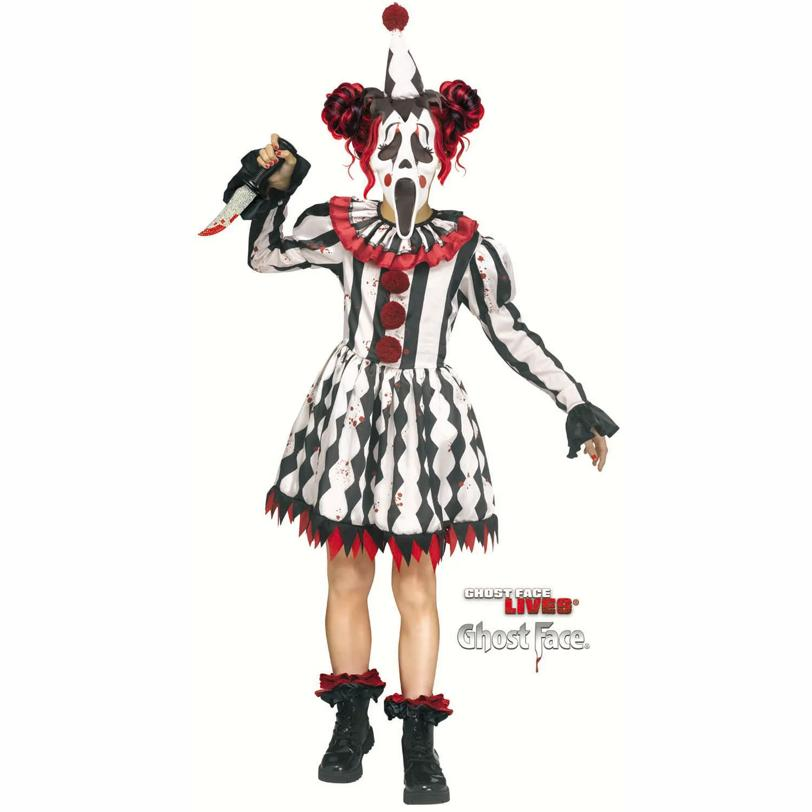 Kids Ghost Face Circus Harlequin Dress Costume
