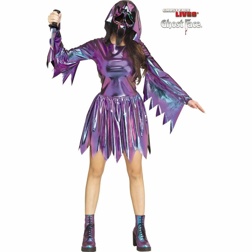 Adults Ghost Face Two-Tone Chrome Dress Costume