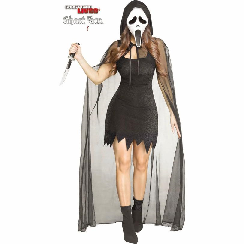 Adults Ghost Face 30th Anniversary Black Dress Costume