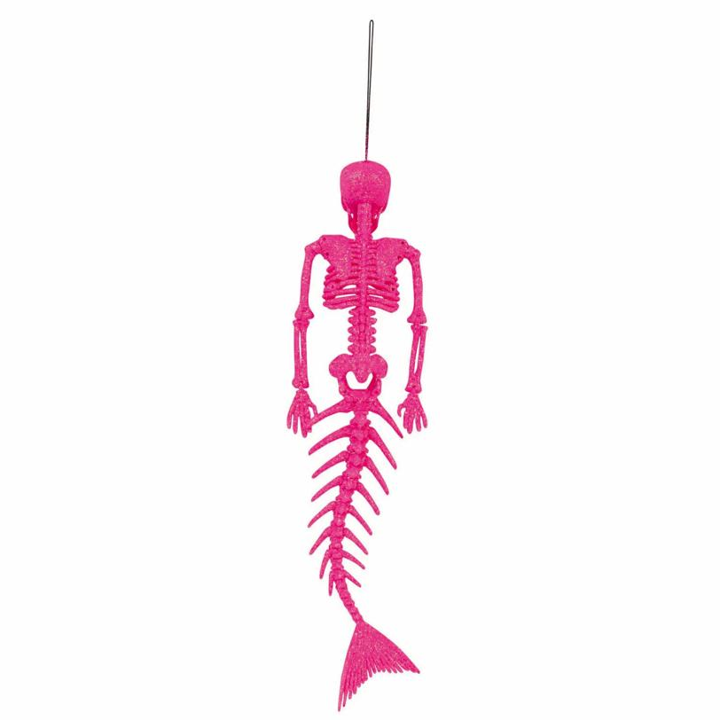 Pink Glitter Mermaid Skeleton Halloween Decoration