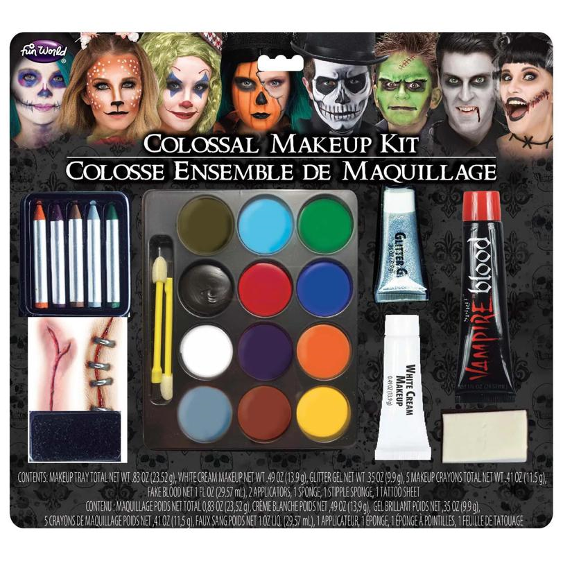 12-Color Colossal Makeup Kit with Fake Blood Costume Accessory