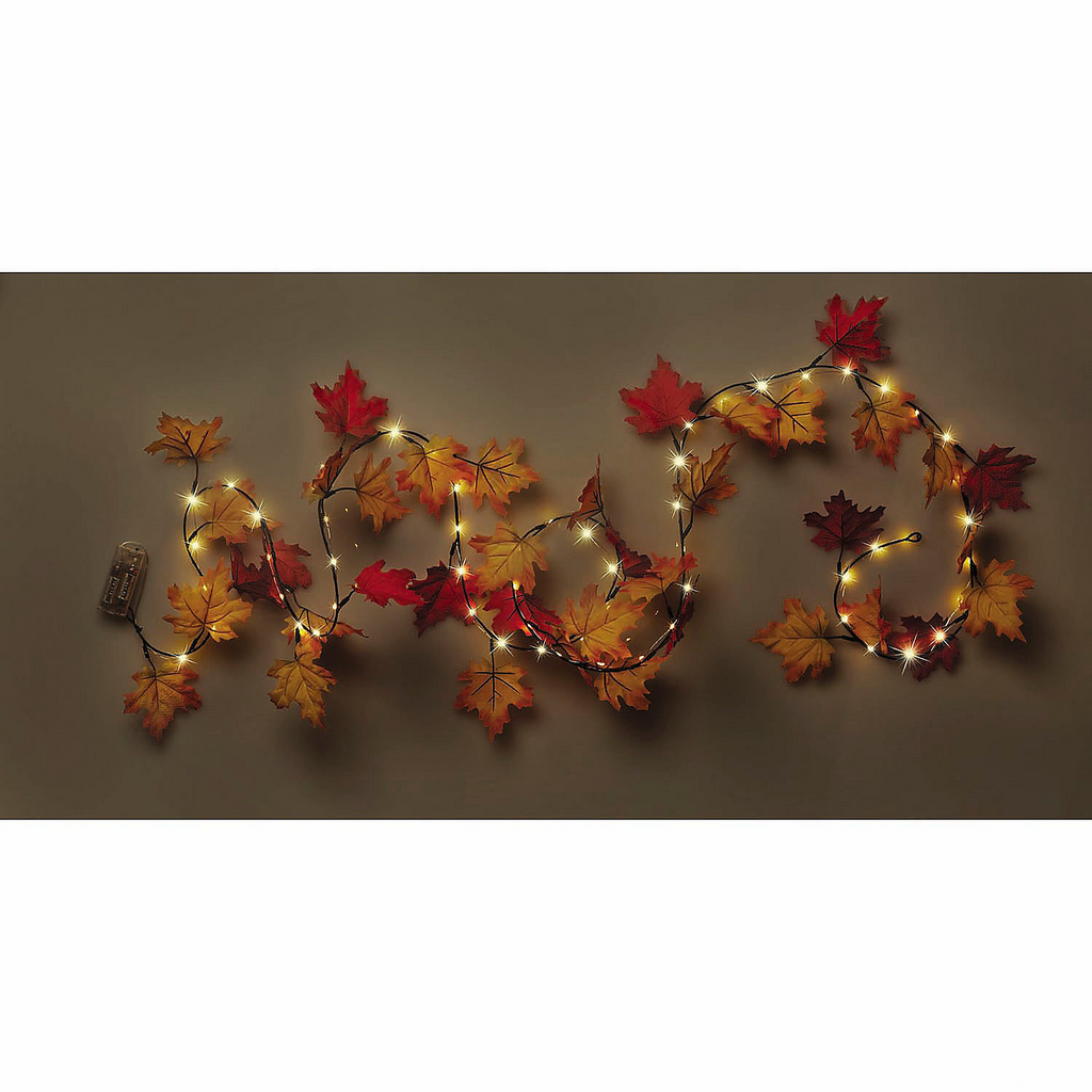 9 Ft. Light-Up Red & Orange Fall Leaf Garland
