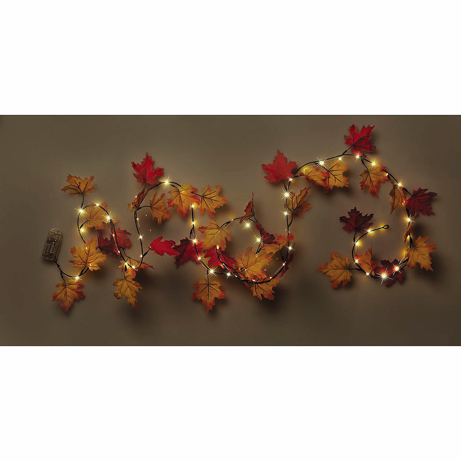 9 Ft. Light-Up Red & Orange Fall Leaf Garland