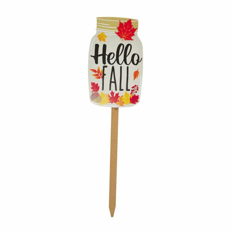 43" Hello Fall Jar-Shaped Harvest Yard Sign