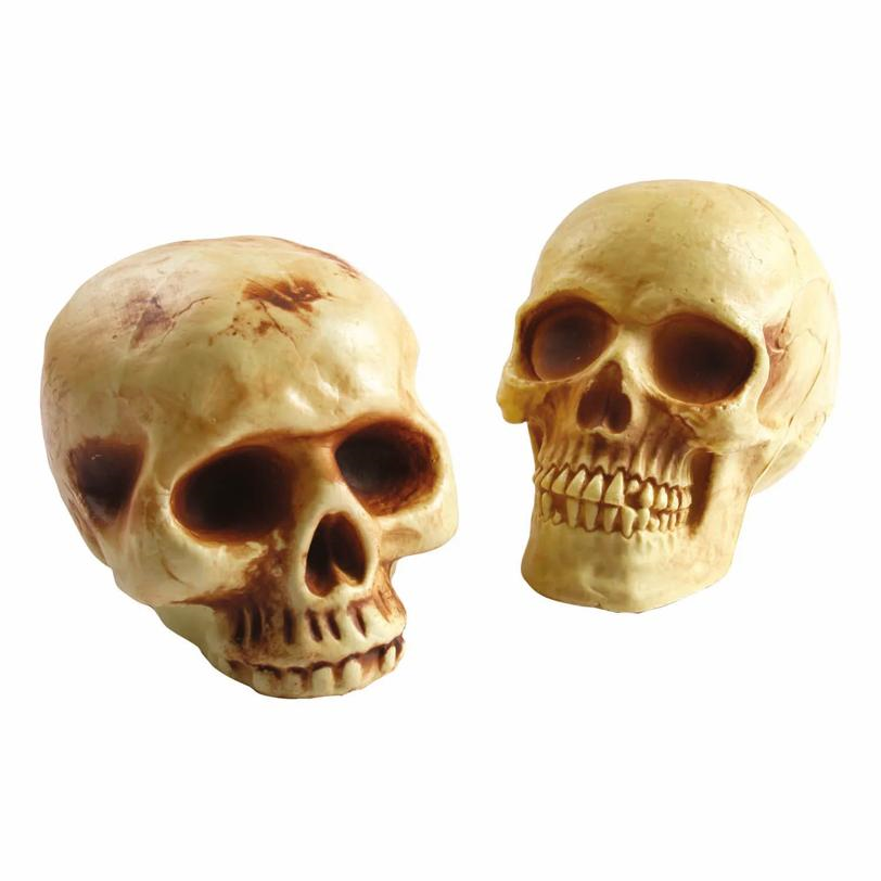 8" Brown Plastic Skull Halloween Decoration