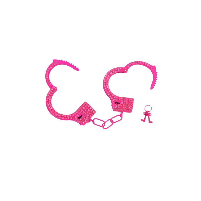 Adults Pink Rhinestone Handcuffs with Keys Costume Accessory