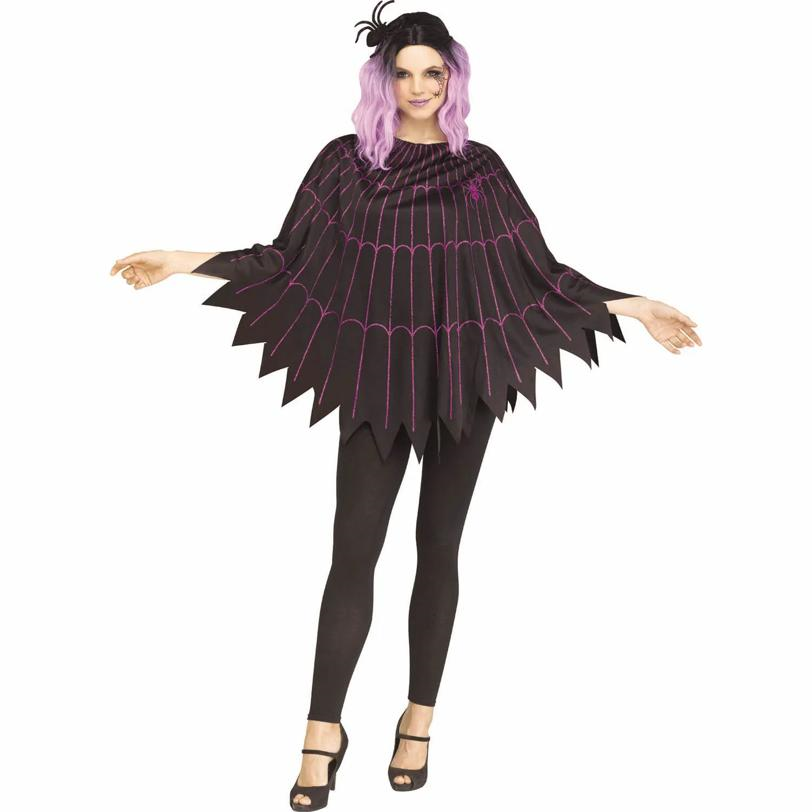 Adults Spiderweb Polyester Poncho Costume