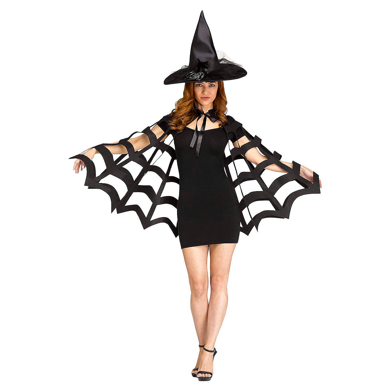 Adults Web-Cut Black Polyester Capelet Costume Accessory