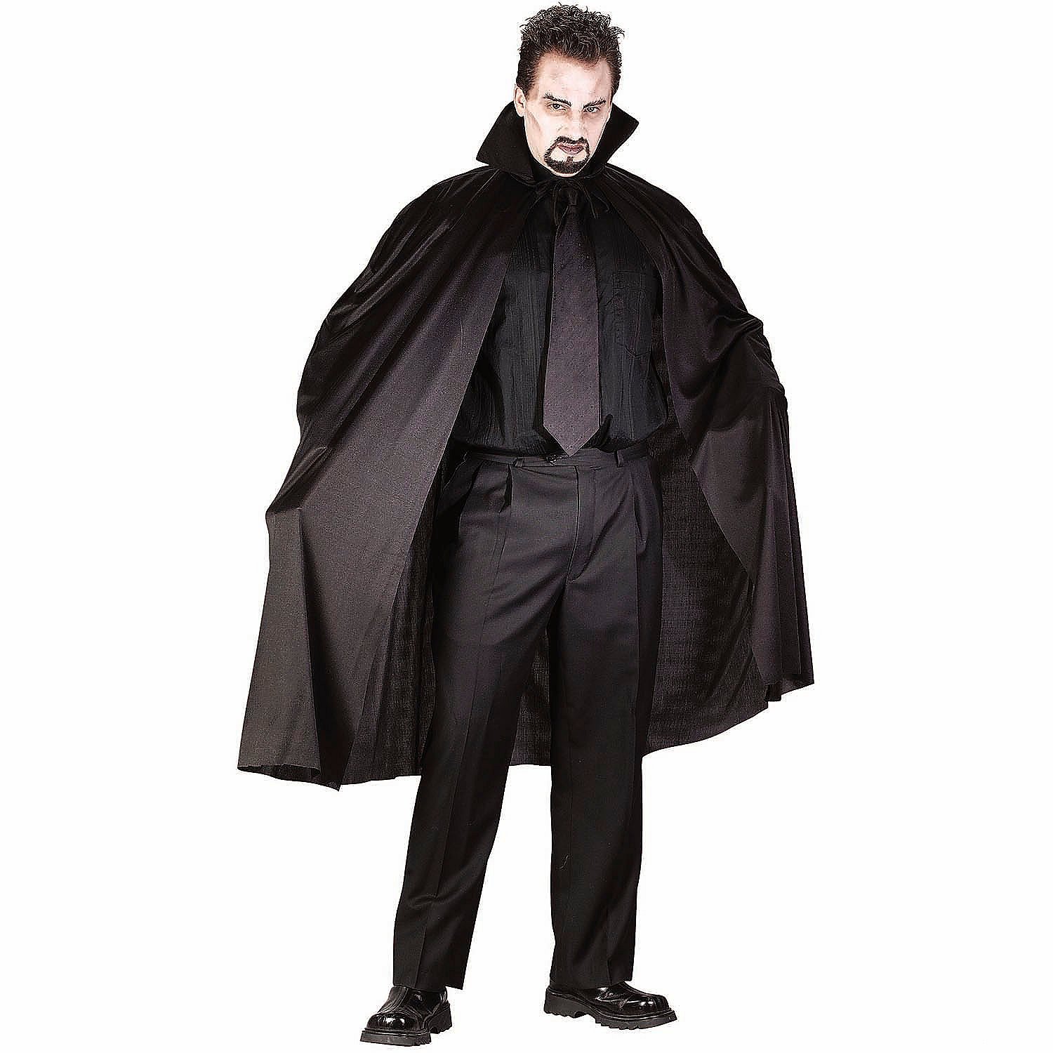 45" Adults Black Polyester Cape with Stand-Up Collar