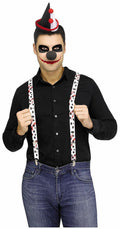 Adults Evil Clown Red, Black & White Suspender Set Costume