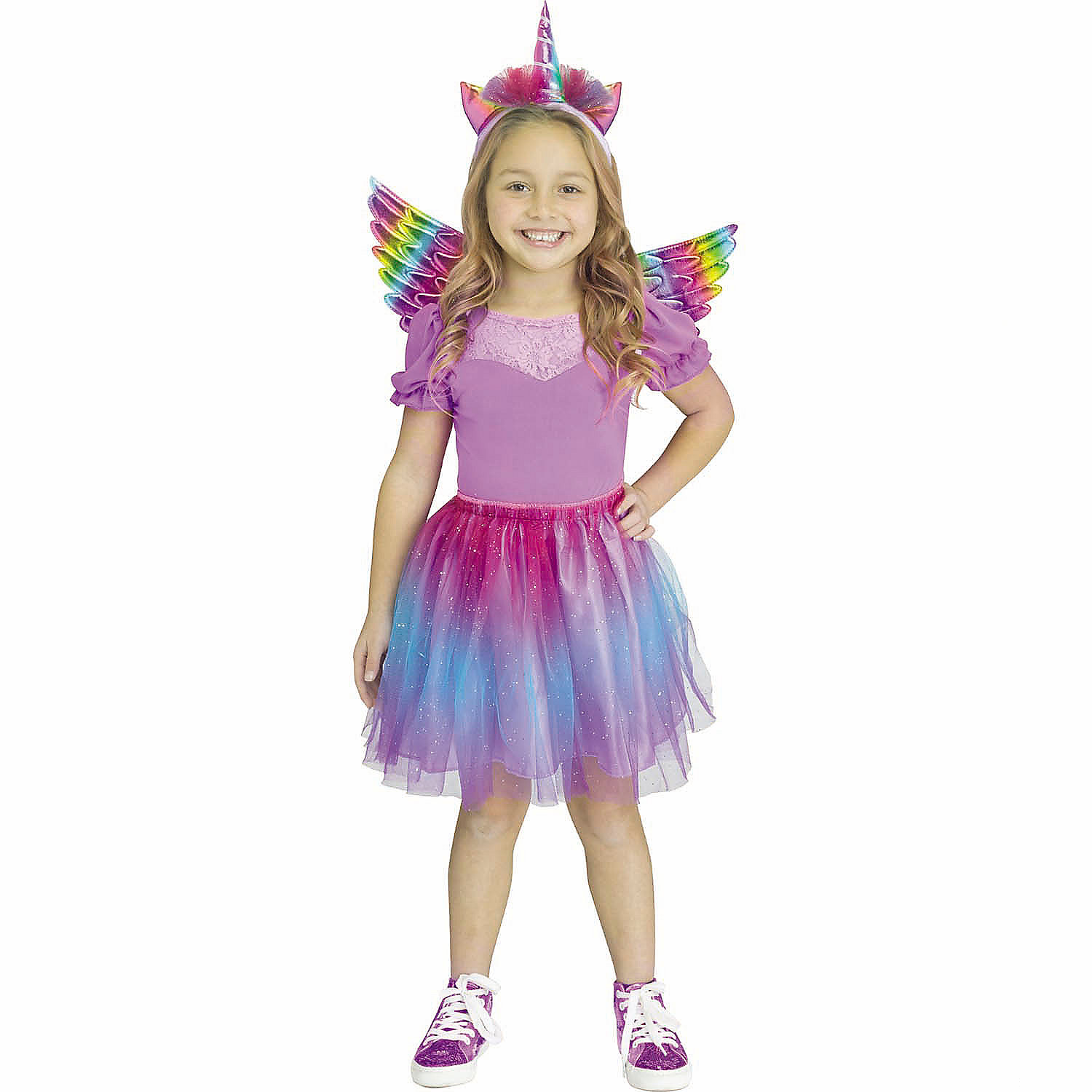 Kids Vivid Unicorn Wing Tutu Set Costume Accessory