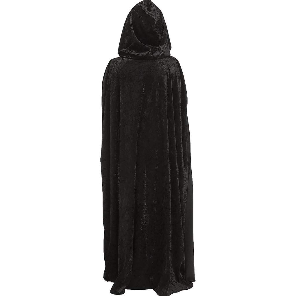 Kid's Black Hooded Velour Cape Costume Accessory