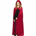Kids Red Velour Hooded Cape Costume Accessory