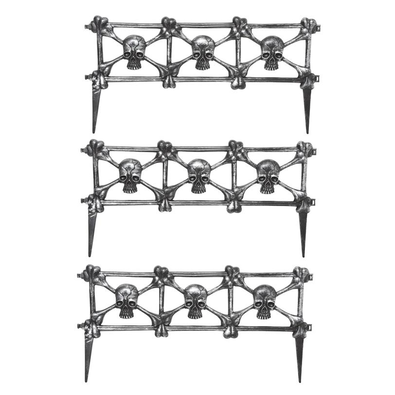 Black Skull Graveyard Fence Halloween Decoration