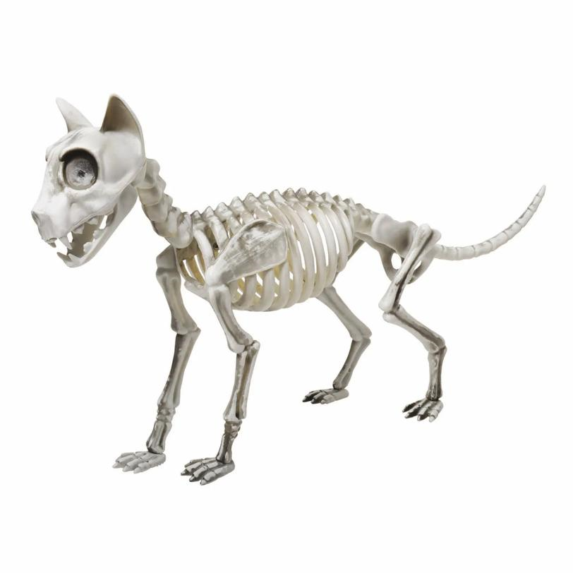 20" Articulated Skele-Cat Halloween Decoration