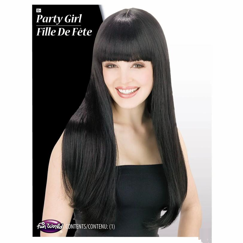 Adults Got You Babe Black Long Hair with Bangs Wig