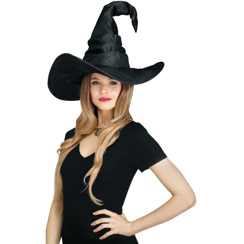 Curved Cone Witch Hat - Black