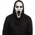 Adults Silent Screamer Half Mask with Attached Black Hood - One Size