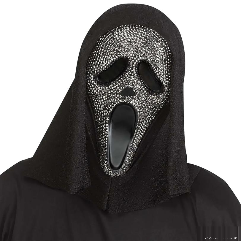 Adult's Scream Ghost Face Bling Mask with Crystal Stones