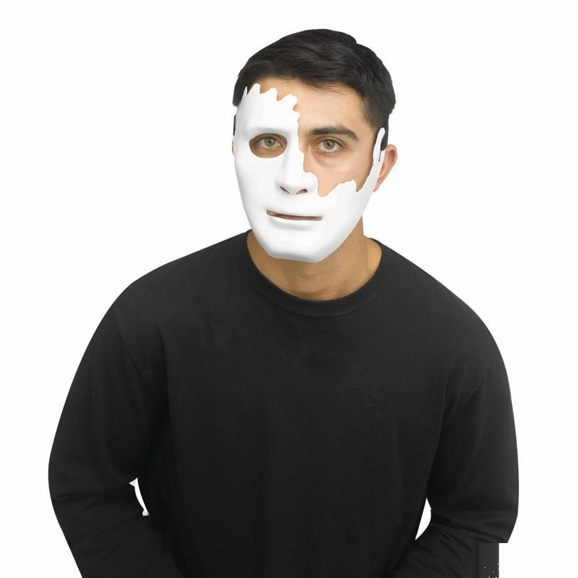 Adults White Cracked Plastic Half Mask - One Size