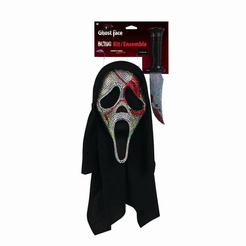 Adults ScreamT Ghost Face Bling Bloody Mask & Knife Costume Accessory