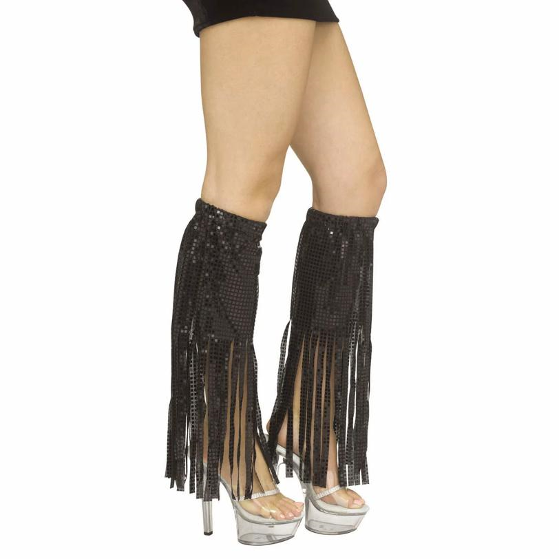 Adults Black Mirror Fringe Boot Covers Costume Accessory