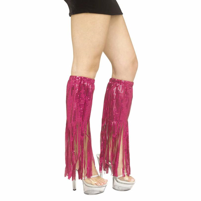 Adults Pink Mirror Fringe Boot Covers Costume Accessory