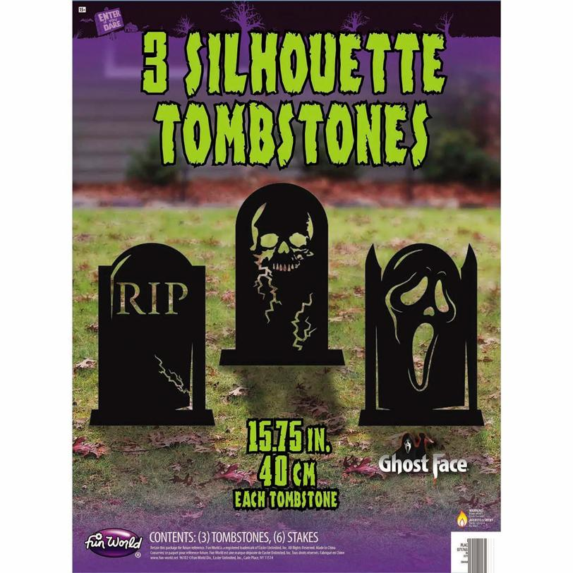 Ghost Face Silhouette Tombstones Set of 3