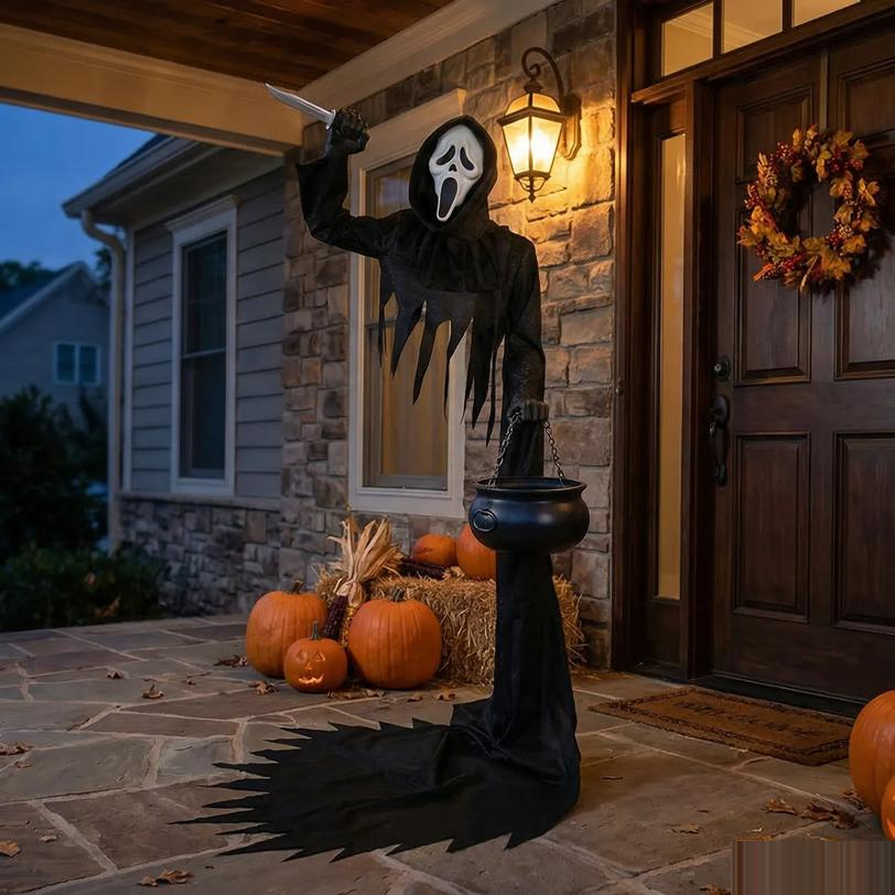 6 Ft. Ghost Face Illusionary Figure with Cauldron Halloween Decoration