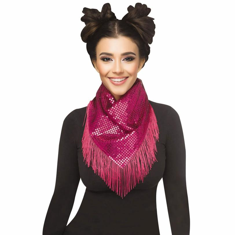 Adults Pink Mirror Bandana with Fringe Costume Accessory